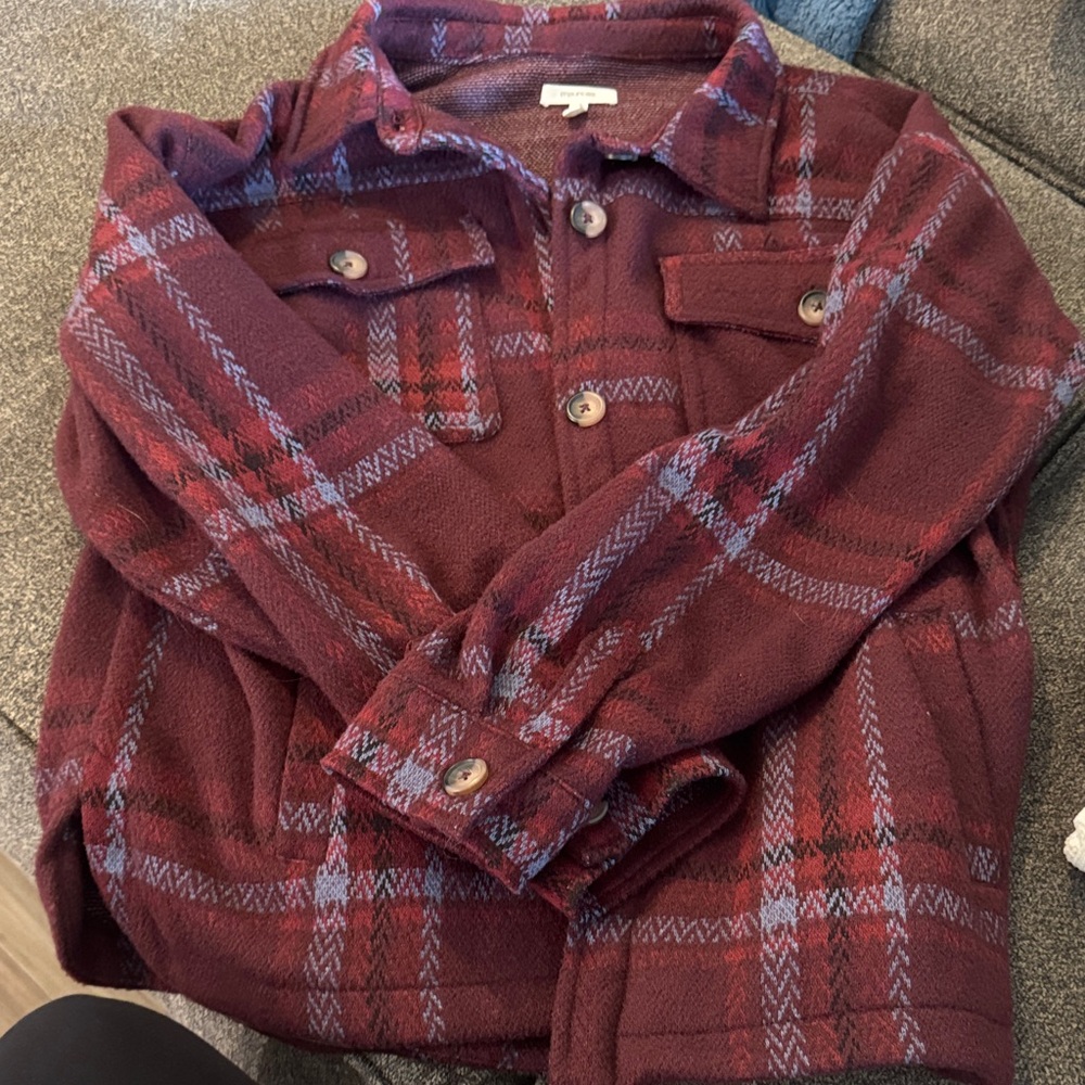 Maurices Burgundy Plaid Jacket